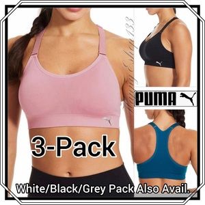 Puma Performance Seamless Sports Bras, 3-Pack